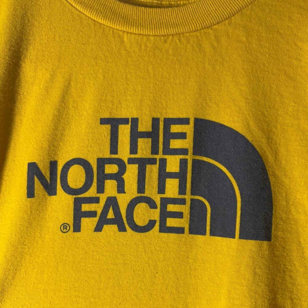 North Face Kids Boys' Size L (14-16) Yellow Spellout Logo Short Sleeve T-Shirt